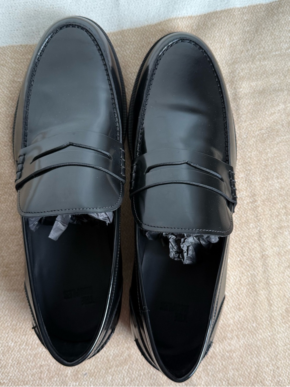 The Kooples Black Glossy Smooth Leather Penny Loafers Size US 10- EU 43 - Picture 3 of 10